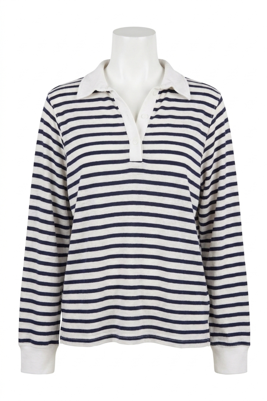 NEW BOBI long sleeve polo tee in stripe